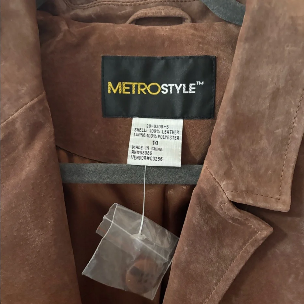 Metro Style Brown Vintage Suede Leather coat S14 - Picture 3 of 4